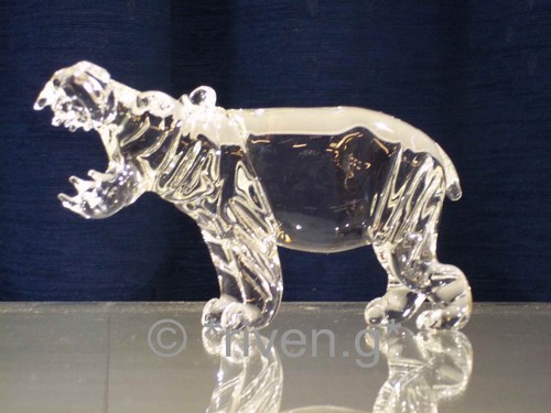 Hippo figurine crystal glass - hippo, figurine@crystal