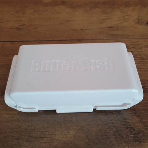 Butter dish white with knife - butter,