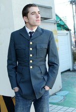 Vintage 1960s Swedish Air Force Army Blue Dress Jacket Military Blazer Parade