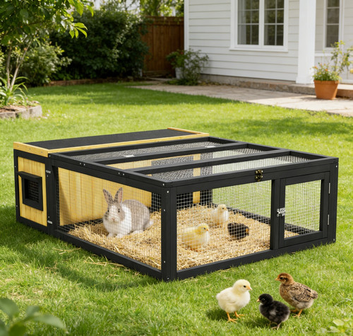Wooden rabbit hutch bunny - rabbit,