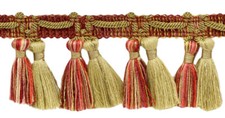 Double Tassel Fringe Trim, Color# VNT33 - Golden Red [Sold By The Yard]