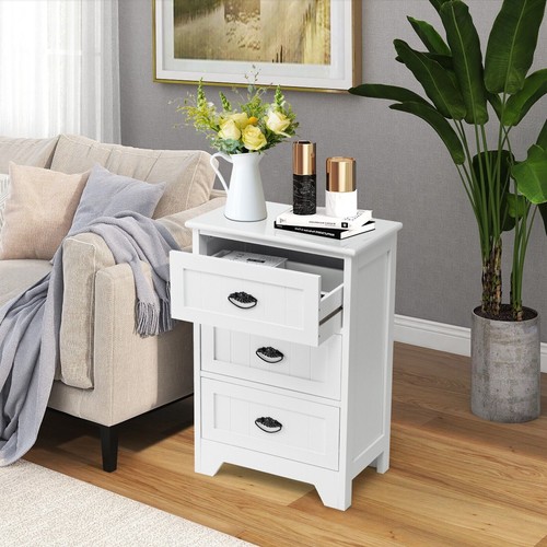 Wood drawer bedside - 3-drawer, table
