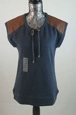 Lacoste Faux Leather Blue Sweater Vest Sz 40/8 $150 SF1144 BNWT 100% Authentic