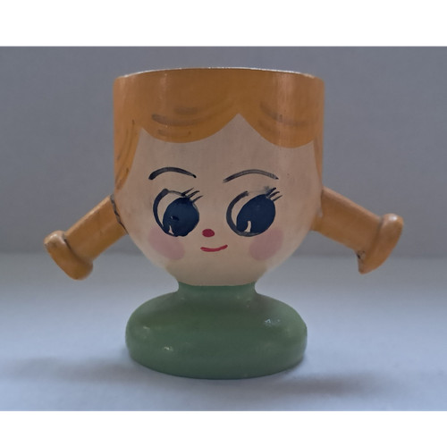 Vintage wooden painted girl - wooden,