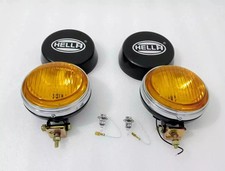 Pair Hella Yellow Fog Lamp With Cover With Bulb H3 Halogen Bulb Universal Fit