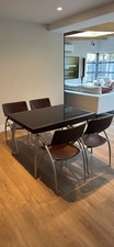Calligaris Italian Extendable Tempered Glass Dining Table with 6 Chairs