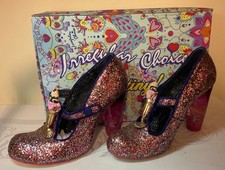 Irregular Choice Smooch ice cream glitter T-bar perspex heels with box. Size 5. 