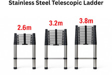 2.6-5M Stainless Steel Telescopic Ladder Heavy Duty Extendable Multi Purpose UK