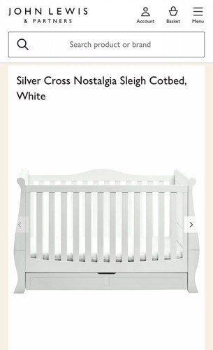 Sleigh cot bed silver cross - bed,