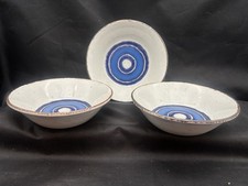 3 Midwinter Moon Stonehenge Cereal Coupe Bowls 6 3/8" blue - vintage -EXCELLENT