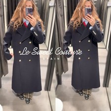 ZARA WOMAN NWT FW25 LONG WOOL BLEND COAT ZW COLLECTION DARK NAVY 8845/802/422