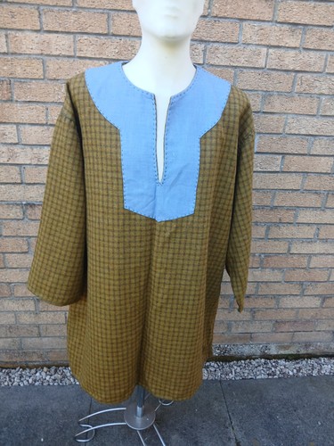 Yellow check wool - wool, medieval