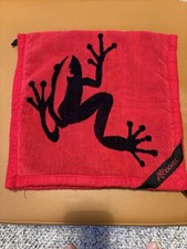 NWOT Frogger Amphibian Golf Towel Wet & Dry Rain or Shine Red 14" x 14"