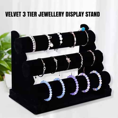 Black velvet tier jewellery - black, 3
