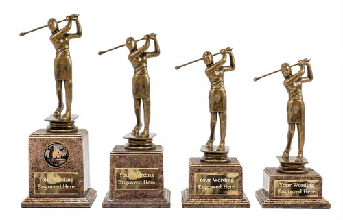 Personalised gold female golf - gold,