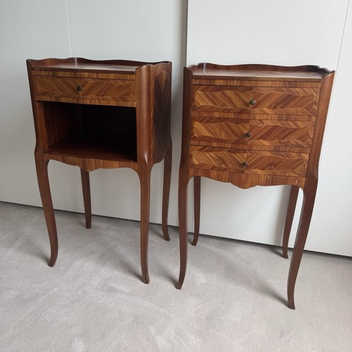 Pair french bedside tables - bedside,