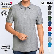 Mens Heavy Pique Polo Shirt Cotton Short Sleeve Top Crew Neck Tee Gildan Hammer