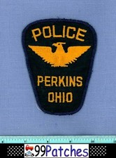 PERKINS (Old Vintage) OHIO Police Shoulder Patch GOLD EAGLE CHEESECLOTH 8H 