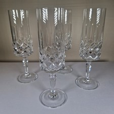 Set of 4 Lead Crystal Champagne Flutes – Hand Cut Cross Diamond Pattern – 18.5cm
