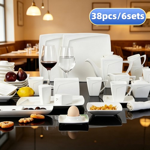 White porcelain dinner set - white,