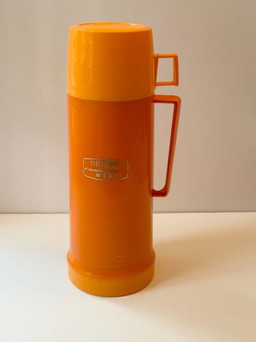 Vintage orange thermos flask - orange,