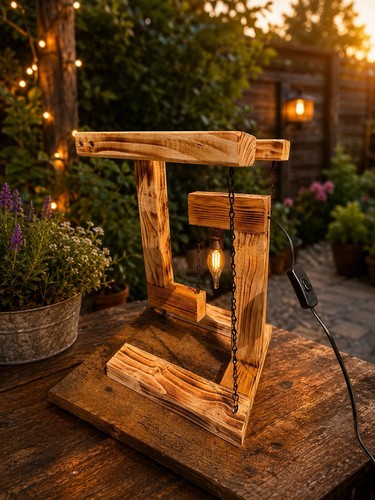 Rustic wooden accent lamp - wooden,
