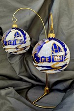 Hand Painted Mouth Blown Glass Bauble in box Christmas Tree Decoration 80 cm