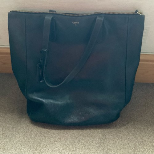 Fossil black leather shoulder - leather,