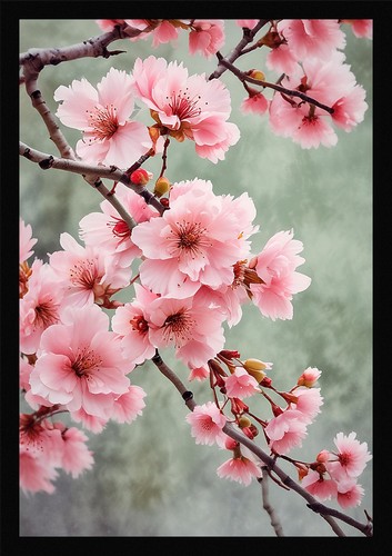 Vibrant cherry blossom framed - vibrant,