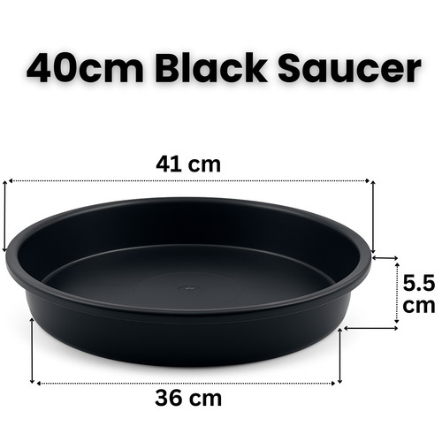 40cm round black plastic - round,