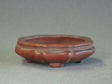 Bonsai pot Tokoname BIGEI  Round shape W11.3cm D11cm H3.3cm Brown Unglazed