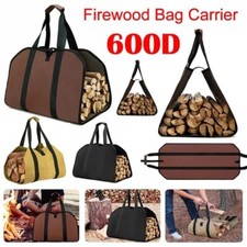 Firewood Carrier Durable Waxed Canvas Log Carrier Fire Place Wood Carring Bag.