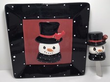 Precious Moments Snow Much Fun Snowman Ceramic Cheese Plate & Spreader New