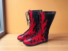 Handmade Wrestling Long Boots, Leather Wrestling Gear, Men Pro Wrestling Shoes