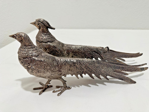 Silver plated bronze pair - silver,