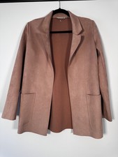 ZARA Dusty Pink Faux Suede Longline Blazer Jacket Size XS – Excellent Condition