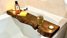 Rustic Wooden Bath Board with Live Edge - Bath Tray - Bath Caddy, Bathtub shelf