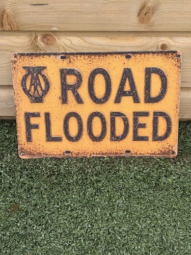 Road flooded steel sign - aa,