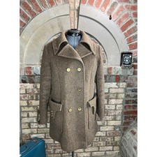 coat double breasted wool brown oversized collar union made