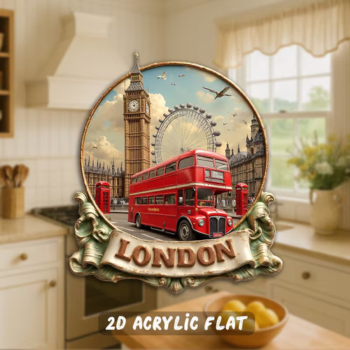 Retro london fridge magnet - 2d,