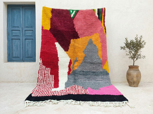 Moroccan wool rug handmade - rug,