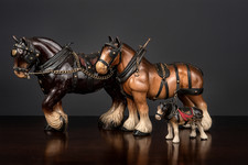 MAGNIFICENT!:  3 x Handsome SHIRE/CART HORSE FIGURINES Three Sizes - VINTAGE 70s