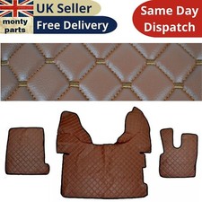 Brown NON SLIP Eco Leather Floor Mats Covers for RHD DAF XF106 Auto till 2021