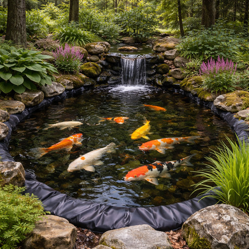 Pond liner with underlay - with,