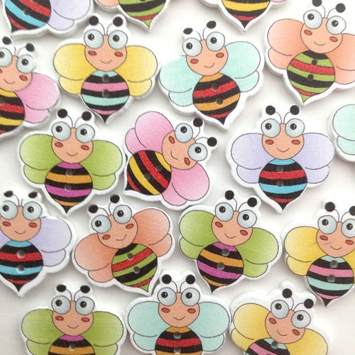 Bee buttons wooden 24mm - ,