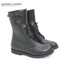 French Army Ranger Boots Black Leather With Buckles Combat Boot Military Surplus