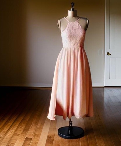 Long nude bridesmaid dress - bridesmaid,