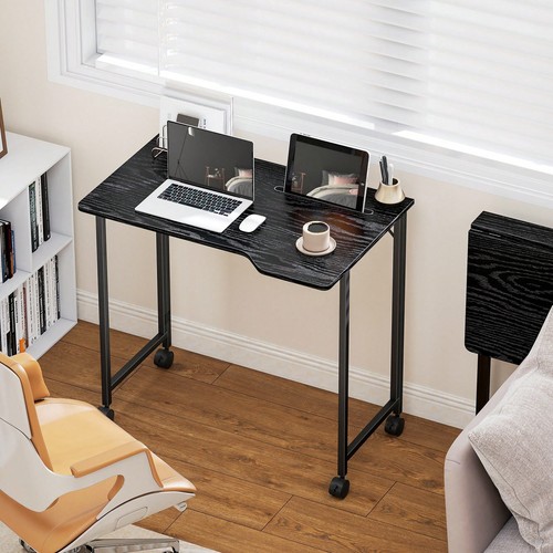 White black 80cm foldable desk - 80cm,