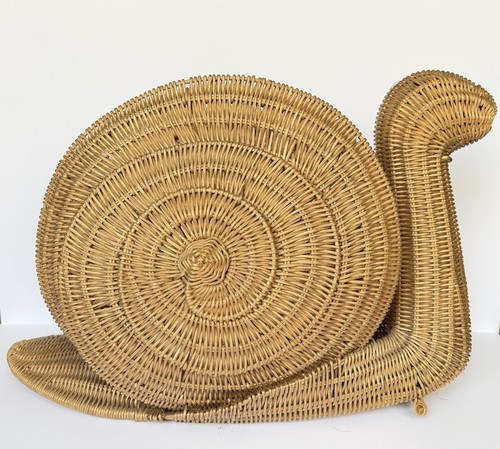 Vintage mcm snail woven wicker - vintage,