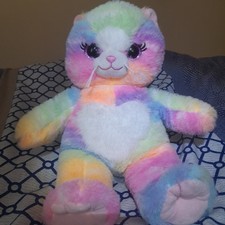 Teddy Mountain 16” Pastel Sherbet Kitty Cat Sparkle Eyes Stuffed Animal Plush